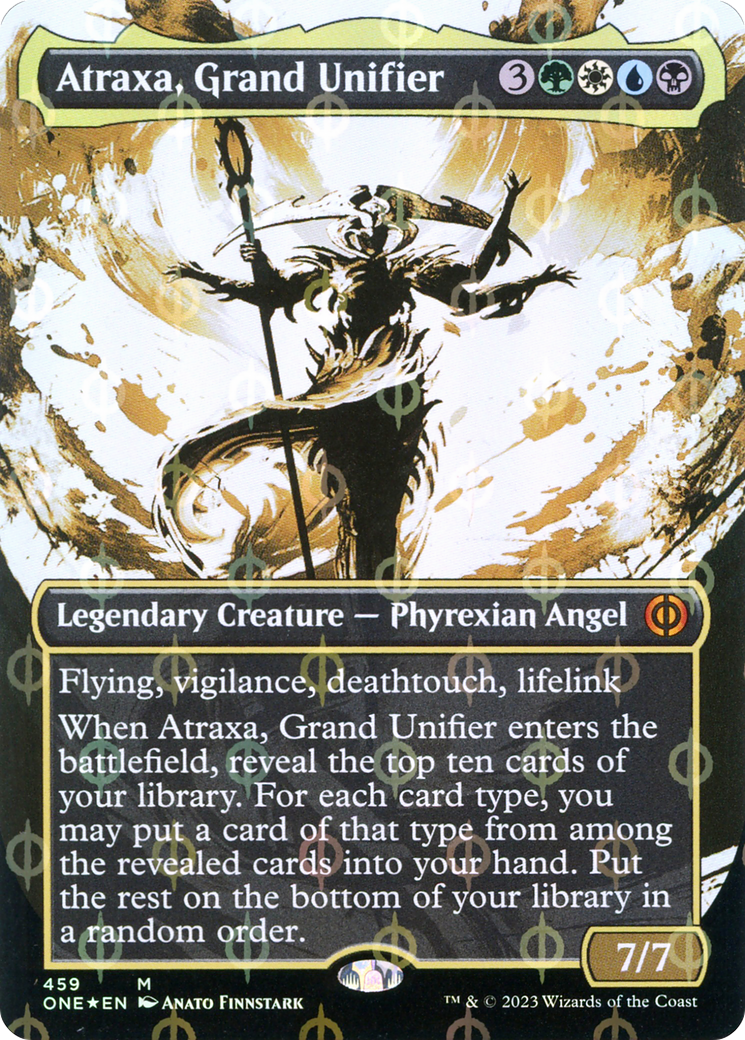 Atraxa, Grand Unifier (Borderless Ichor Step-and-Compleat Foil) [Phyrexia: All Will Be One] | Anubis Games and Hobby