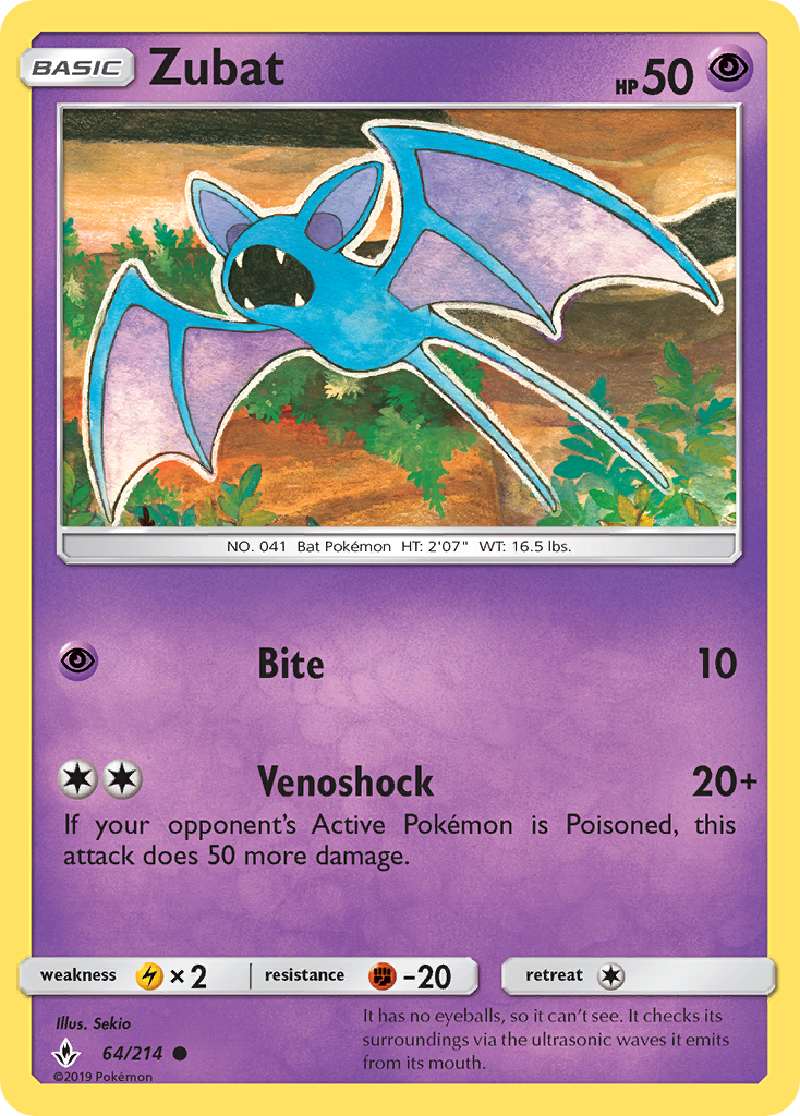 Zubat (64/214) [Sun & Moon: Unbroken Bonds] | Anubis Games and Hobby