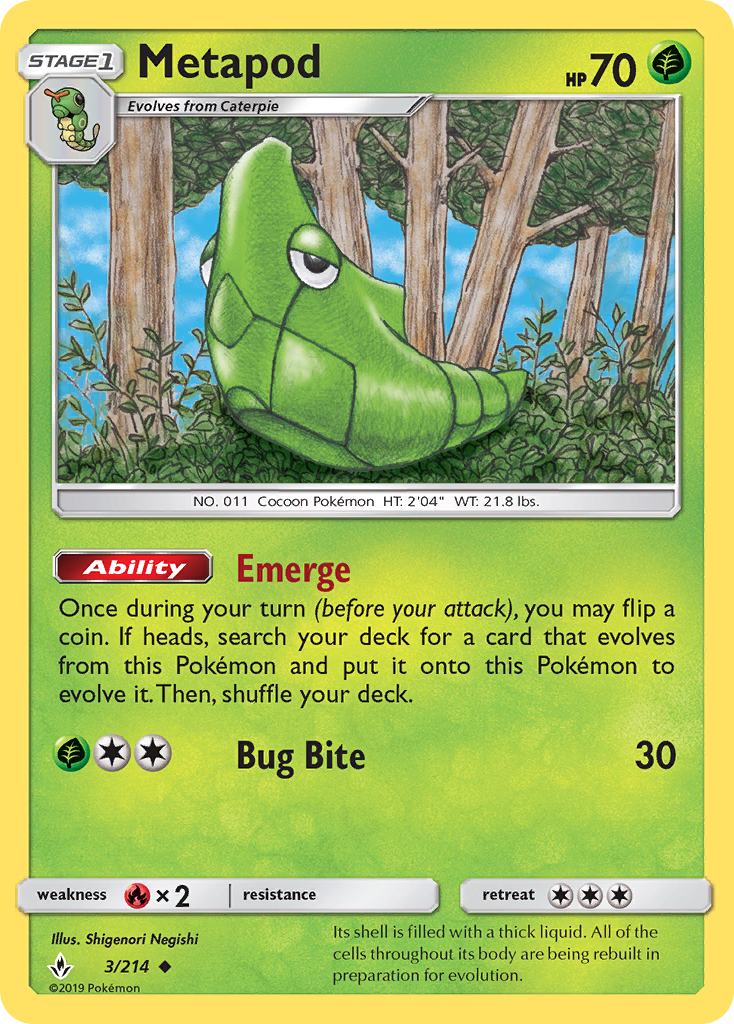 Metapod (3/214) [Sun & Moon: Unbroken Bonds] | Anubis Games and Hobby