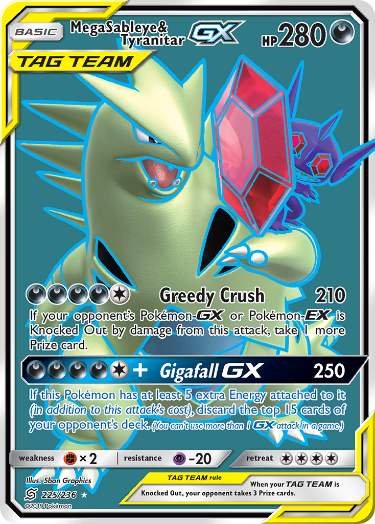 Mega Sableye & Tyranitar GX (225/236) [Sun & Moon: Unified Minds] | Anubis Games and Hobby