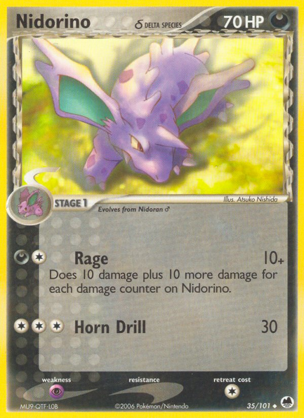 Nidorino (35/101) (Delta Species) [EX: Dragon Frontiers] | Anubis Games and Hobby