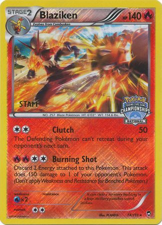 Blaziken (14/111) (Staff National Championship Promo) [XY: Furious Fists] | Anubis Games and Hobby