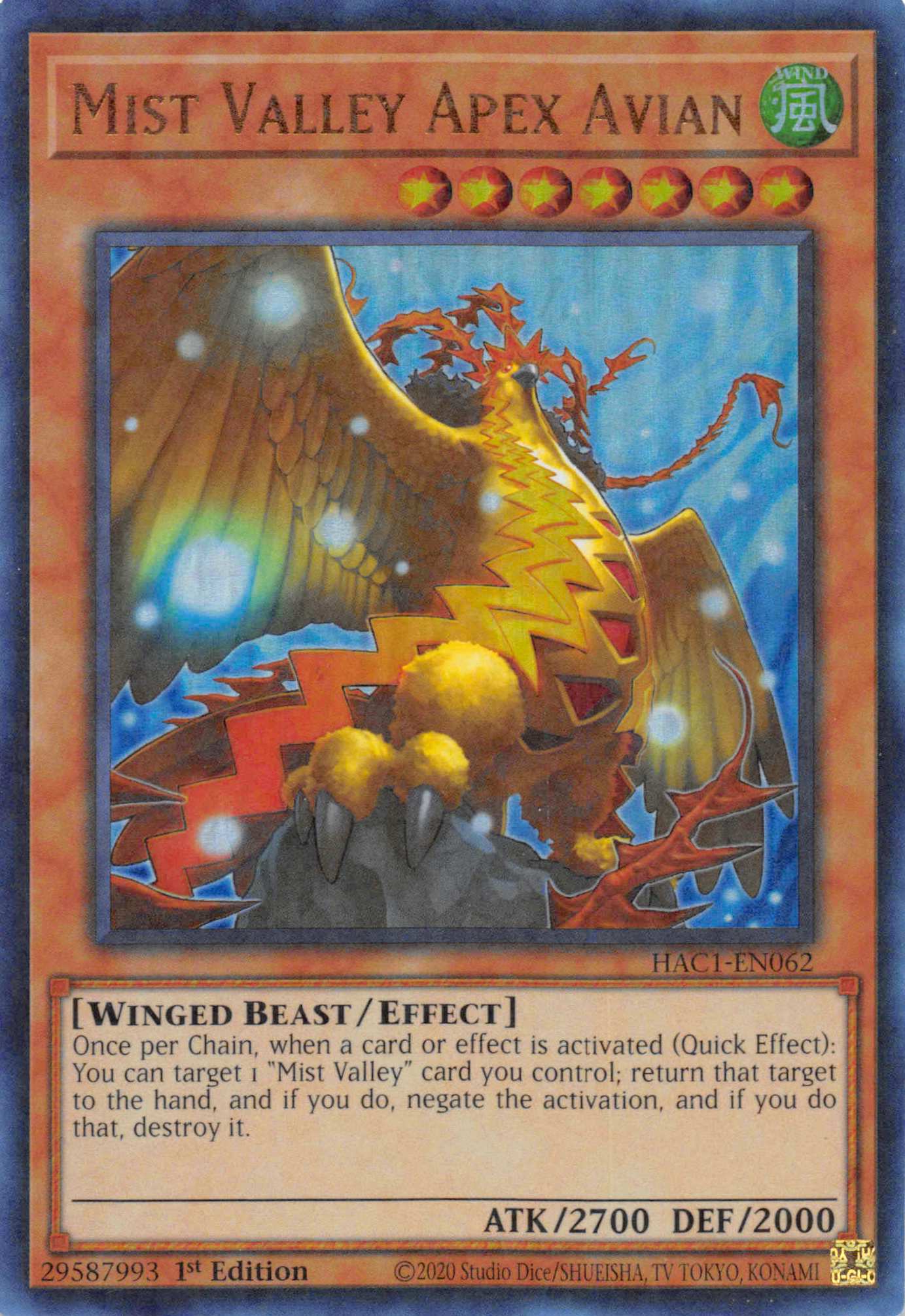 Mist Valley Apex Avian (Duel Terminal) [HAC1-EN062] Parallel Rare | Anubis Games and Hobby