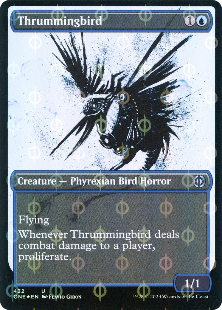 Thrummingbird (Showcase Ichor Step-and-Compleat Foil) [Phyrexia: All Will Be One] | Anubis Games and Hobby