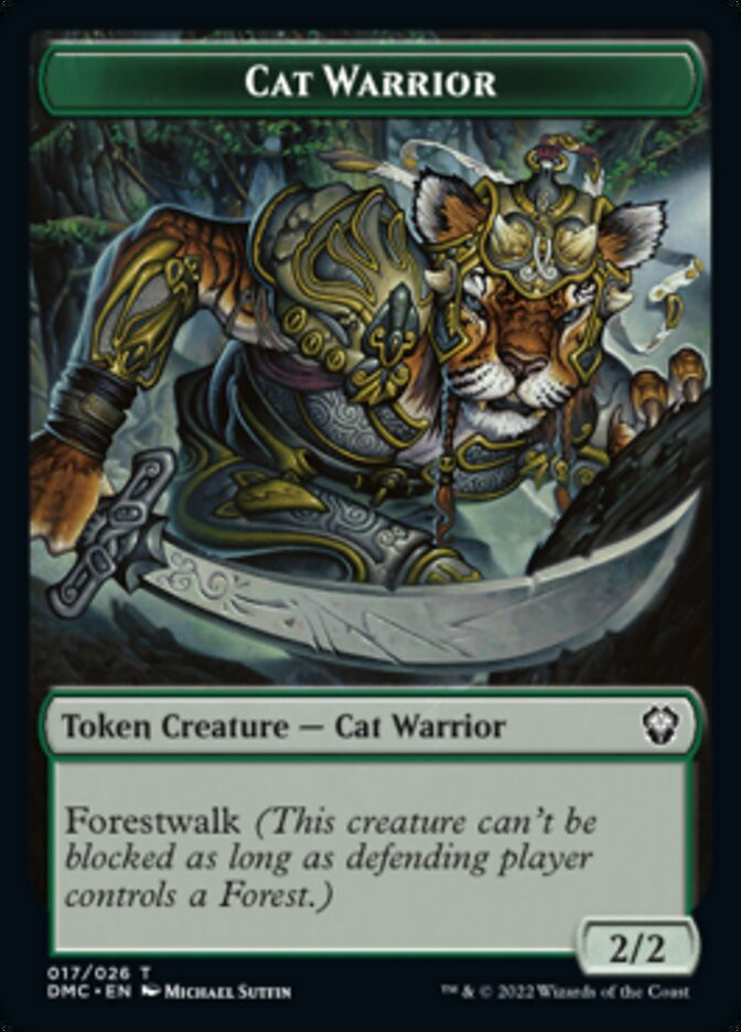 Saproling // Cat Warrior Double-Sided Token [Dominaria United Tokens] | Anubis Games and Hobby