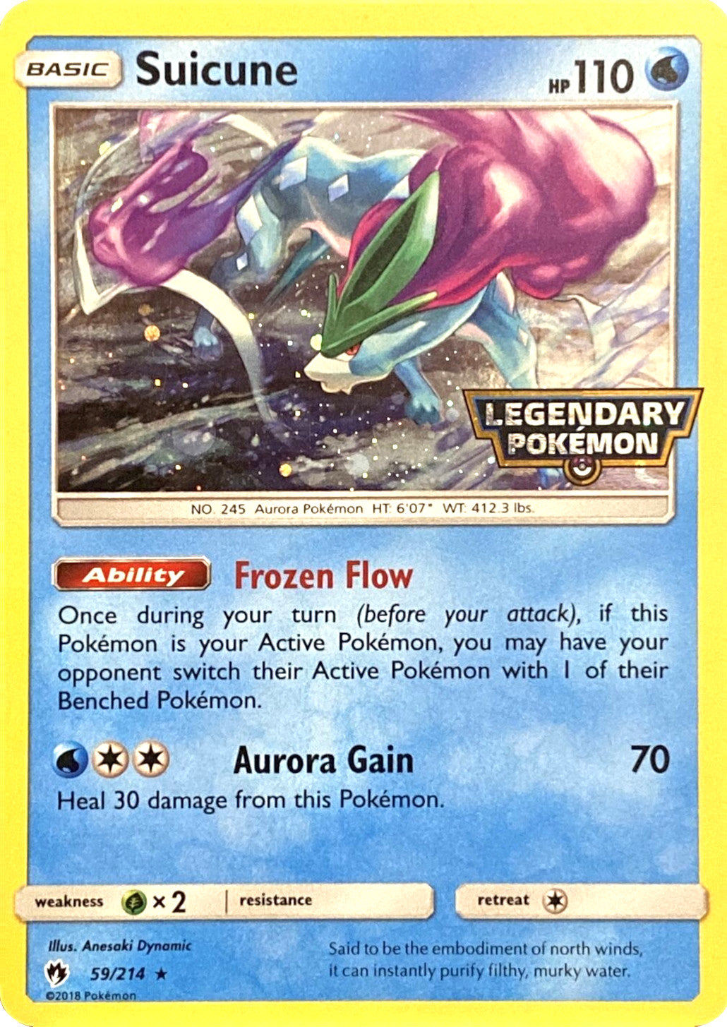 Suicune (59/214) (Legendary Pokemon Stamped) [Sun & Moon: Lost Thunder] | Anubis Games and Hobby