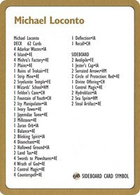 1996 Michael Loconto Decklist Card [World Championship Decks] | Anubis Games and Hobby