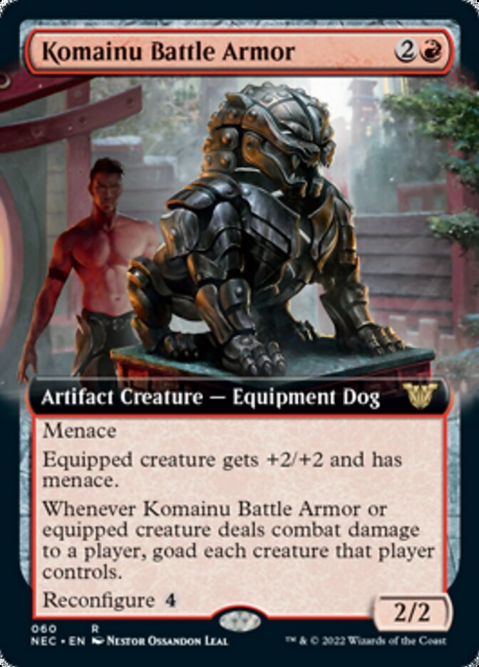 Komainu Battle Armor (Extended Art) [Kamigawa: Neon Dynasty Commander] | Anubis Games and Hobby