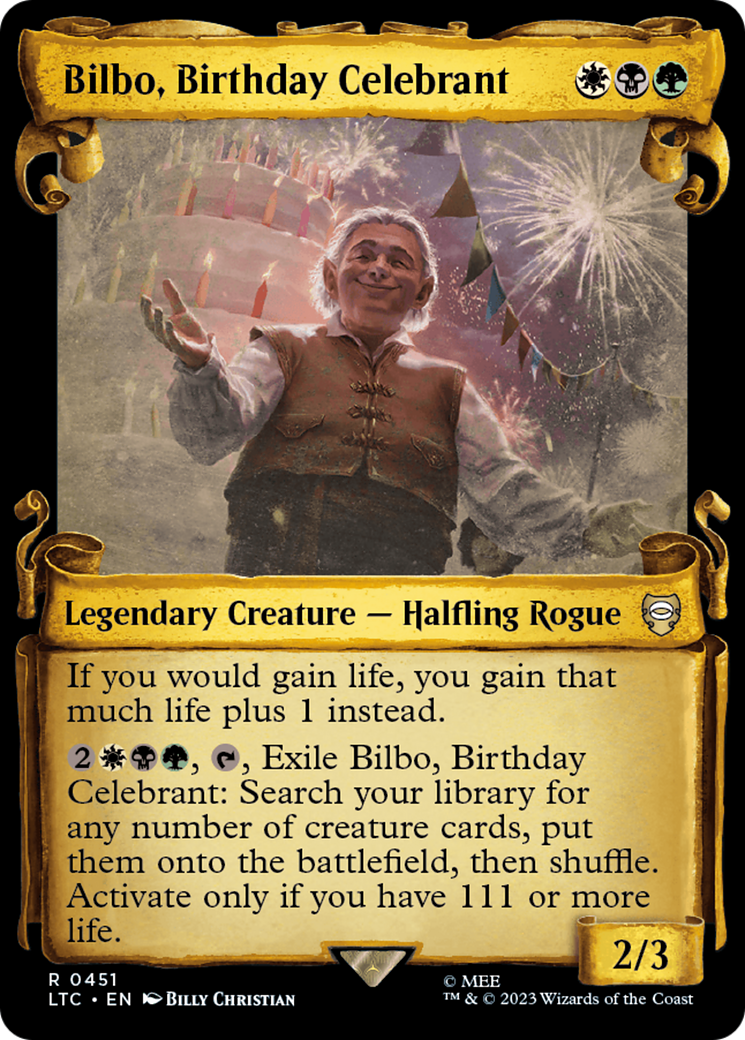 Bilbo, Birthday Celebrant [The Lord of the Rings: Tales of Middle-Earth Commander Showcase Scrolls] | Anubis Games and Hobby