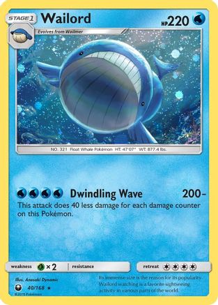 Wailord (40/168) (Cosmos Holo) [Sun & Moon: Celestial Storm] | Anubis Games and Hobby