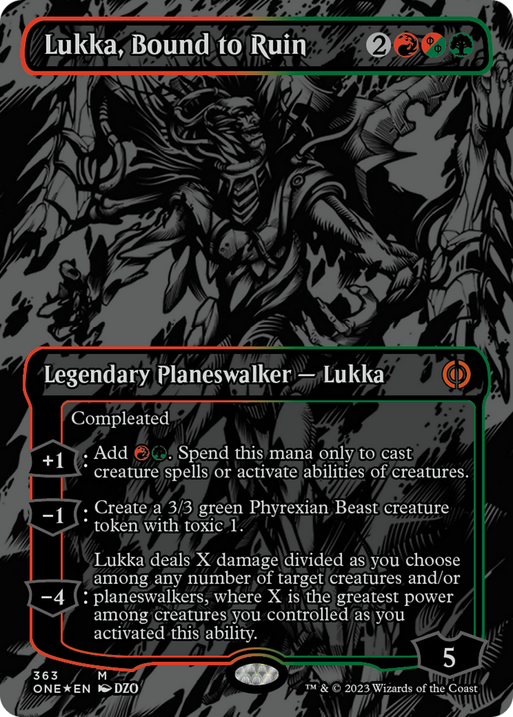 Lukka, Bound to Ruin (Oil Slick Raised Foil) [Phyrexia: All Will Be One] | Anubis Games and Hobby