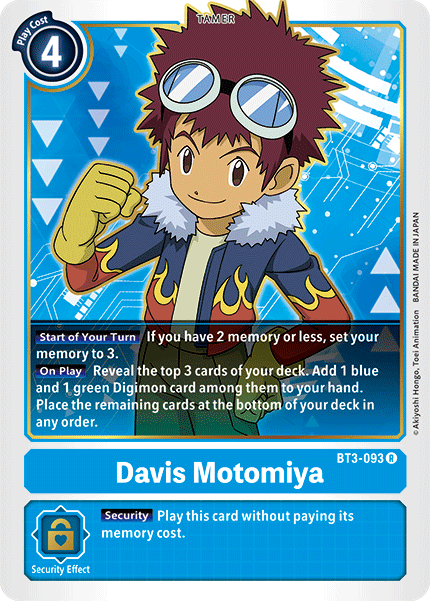 Davis Motomiya [BT3-093] [Release Special Booster Ver.1.5] | Anubis Games and Hobby