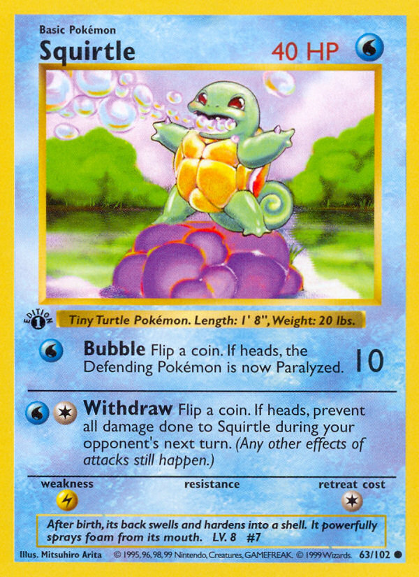 Squirtle (63/102) (Shadowless) [Base Set 1st Edition] | Anubis Games and Hobby