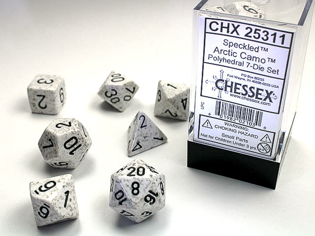 Speckled Artic Camo RPG dice | Anubis Games and Hobby