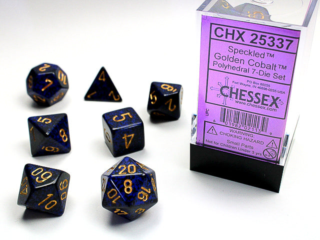 Speckled Golden Cobalt RPG dice | Anubis Games and Hobby
