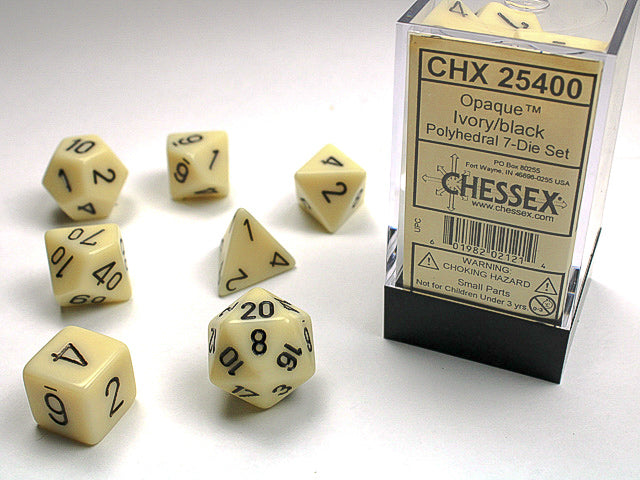 Opaque Ivory/Black RPG dice | Anubis Games and Hobby