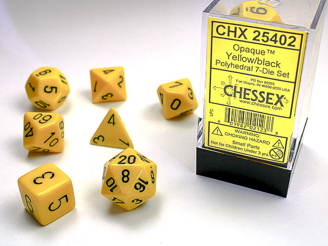 Opaque Yellow/Black RPG dice | Anubis Games and Hobby