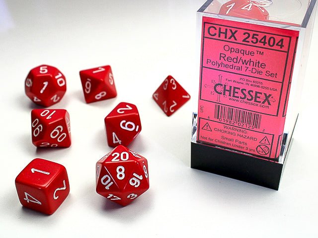 Opaque Red/White RPG dice | Anubis Games and Hobby