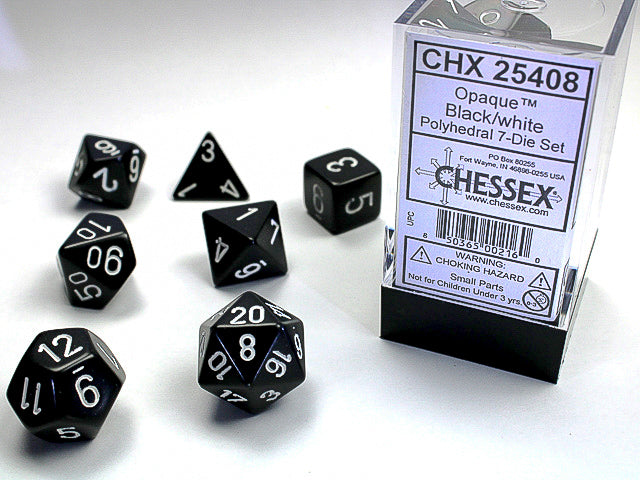 Opaque Black/White RPG dice | Anubis Games and Hobby