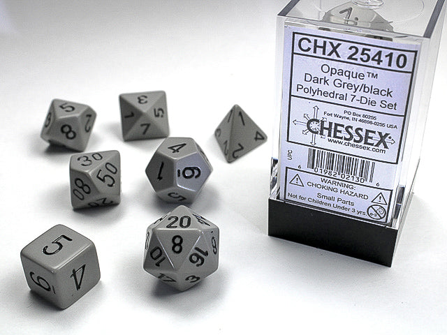 Opaque Dark Grey/Black RPG dice | Anubis Games and Hobby