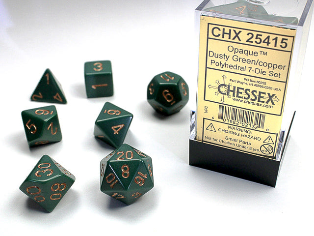 Opaque Green/Copper RPG dice | Anubis Games and Hobby