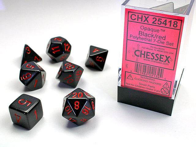 Opaque Black/Red RPG dice | Anubis Games and Hobby