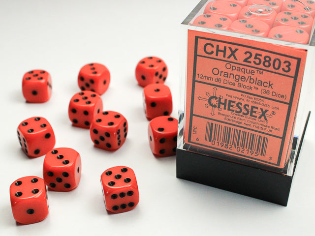Opaque Orange Black 12mm D6 | Anubis Games and Hobby