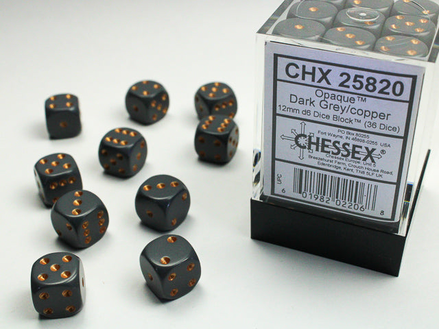 Opaque Grey Copper 12mm D6 | Anubis Games and Hobby