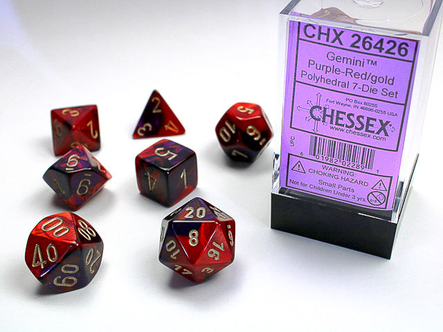 Gemini Purple/Red/Gold 7-Die Set | Anubis Games and Hobby