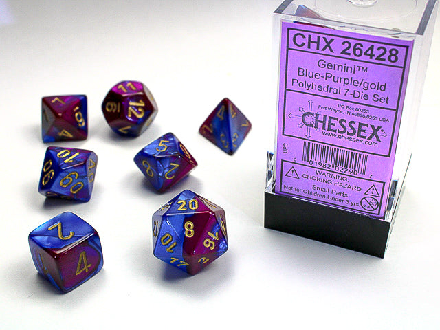 Gemini Blue/Purple/Gold 7-Die Set | Anubis Games and Hobby