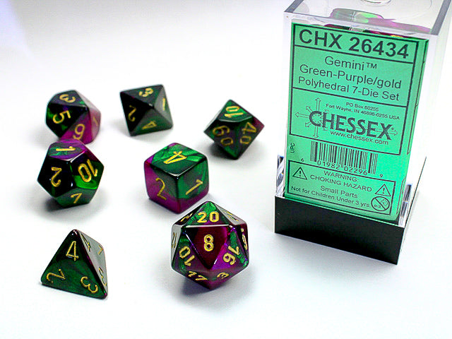 Gemini Green/Purple/Gold 7-Die Set | Anubis Games and Hobby