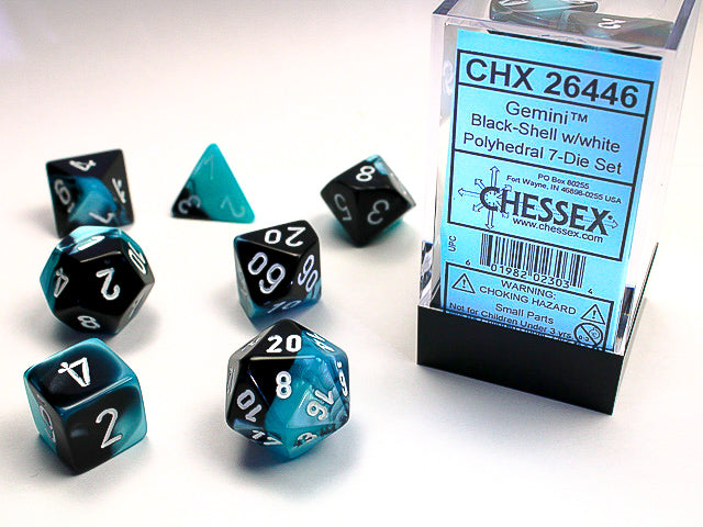 Gemini Black/Shell/White 7-Die Set | Anubis Games and Hobby