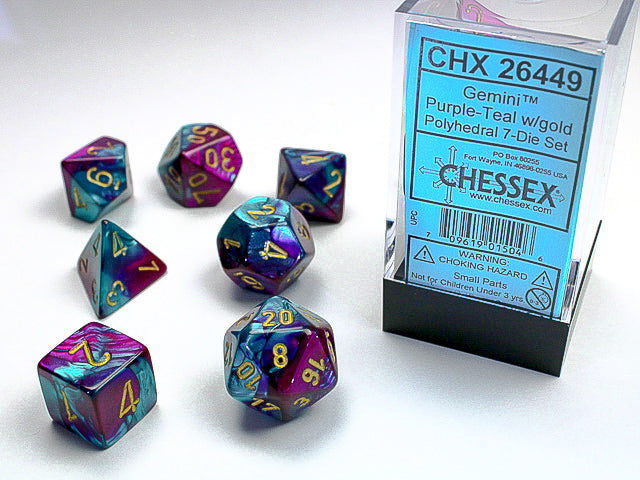 Gemini Purple/Teal/Gold 7-Die Set | Anubis Games and Hobby