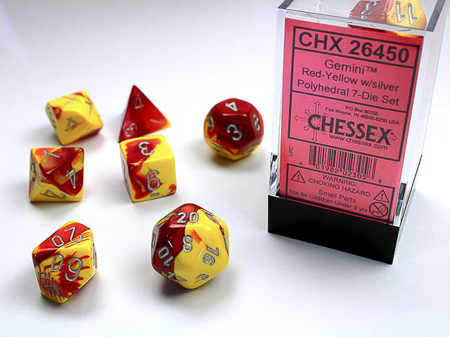 Gemini Red/Yellow/Silver 7-Die Set | Anubis Games and Hobby