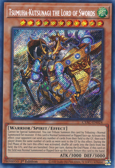 Tsumuha-Kutsunagi the Lord of Swords [CYAC-EN024] Secret Rare | Anubis Games and Hobby