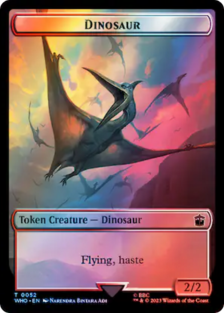 Warrior // Dinosaur Double-Sided Token (Surge Foil) [Doctor Who Tokens] | Anubis Games and Hobby