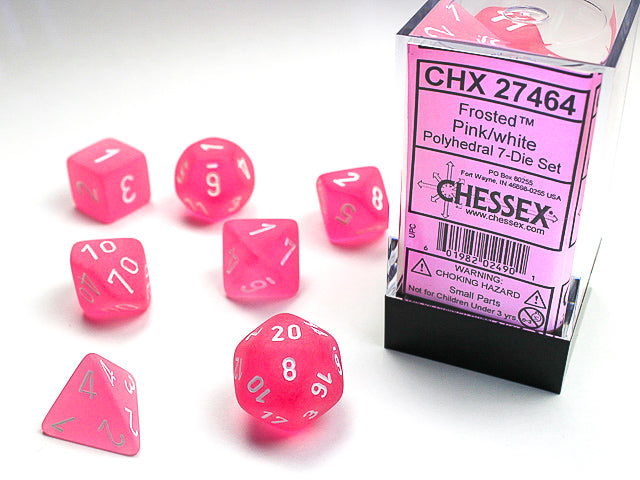 Frosted Pink/White 7-Die Set | Anubis Games and Hobby