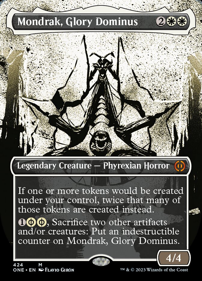 Mondrak, Glory Dominus (Borderless Ichor Step-and-Compleat Foil) [Phyrexia: All Will Be One] | Anubis Games and Hobby