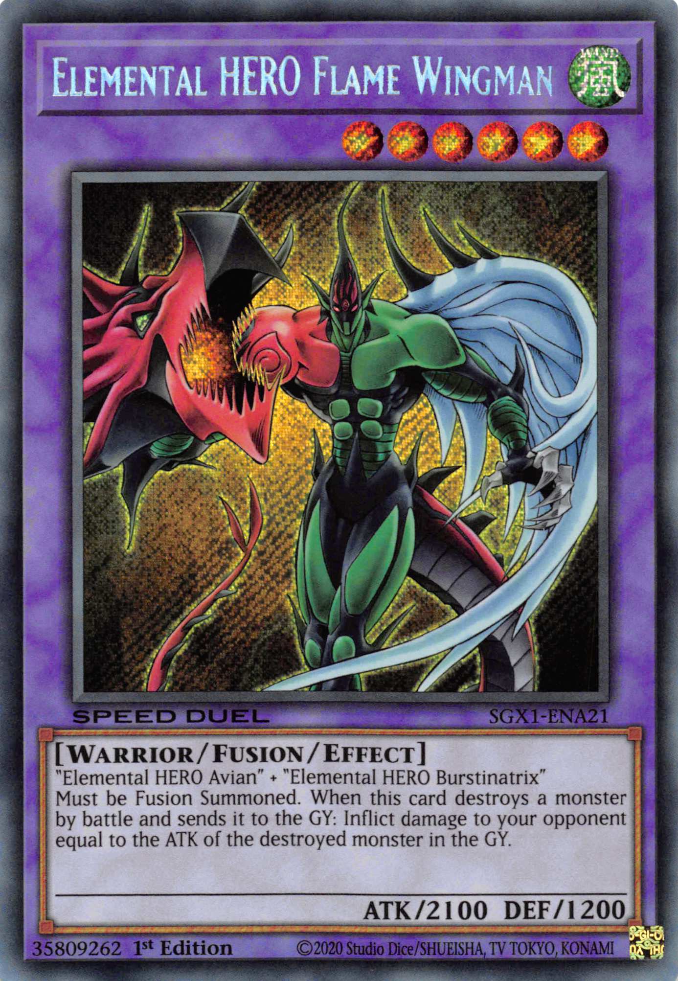 Elemental HERO Flame Wingman [SGX1-ENA21] Secret Rare | Anubis Games and Hobby