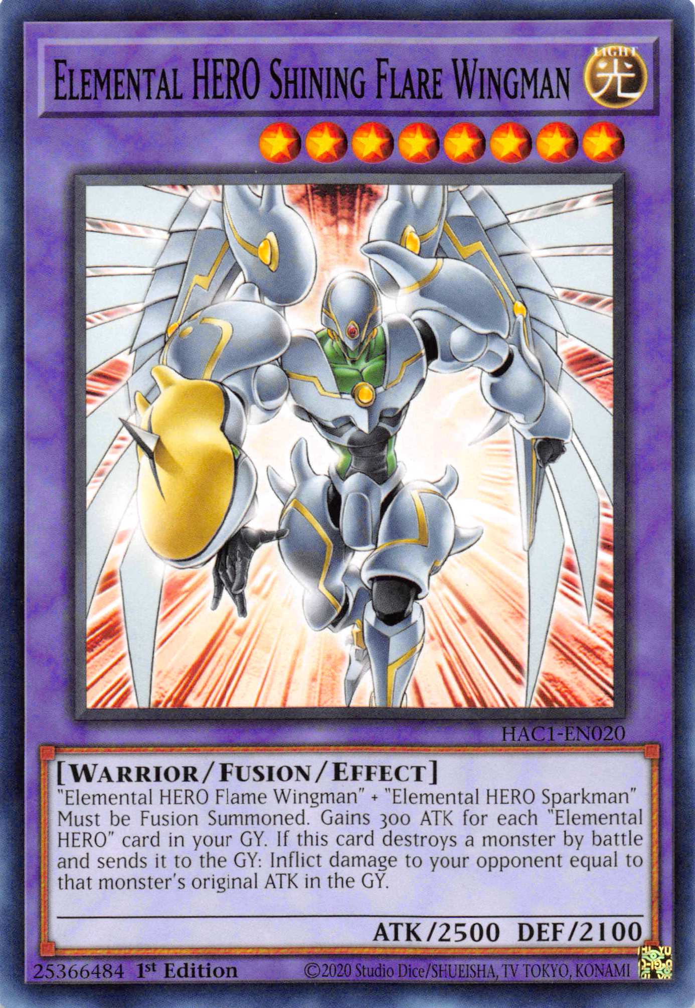 Elemental HERO Shining Flare Wingman (Duel Terminal) [HAC1-EN020] Parallel Rare | Anubis Games and Hobby