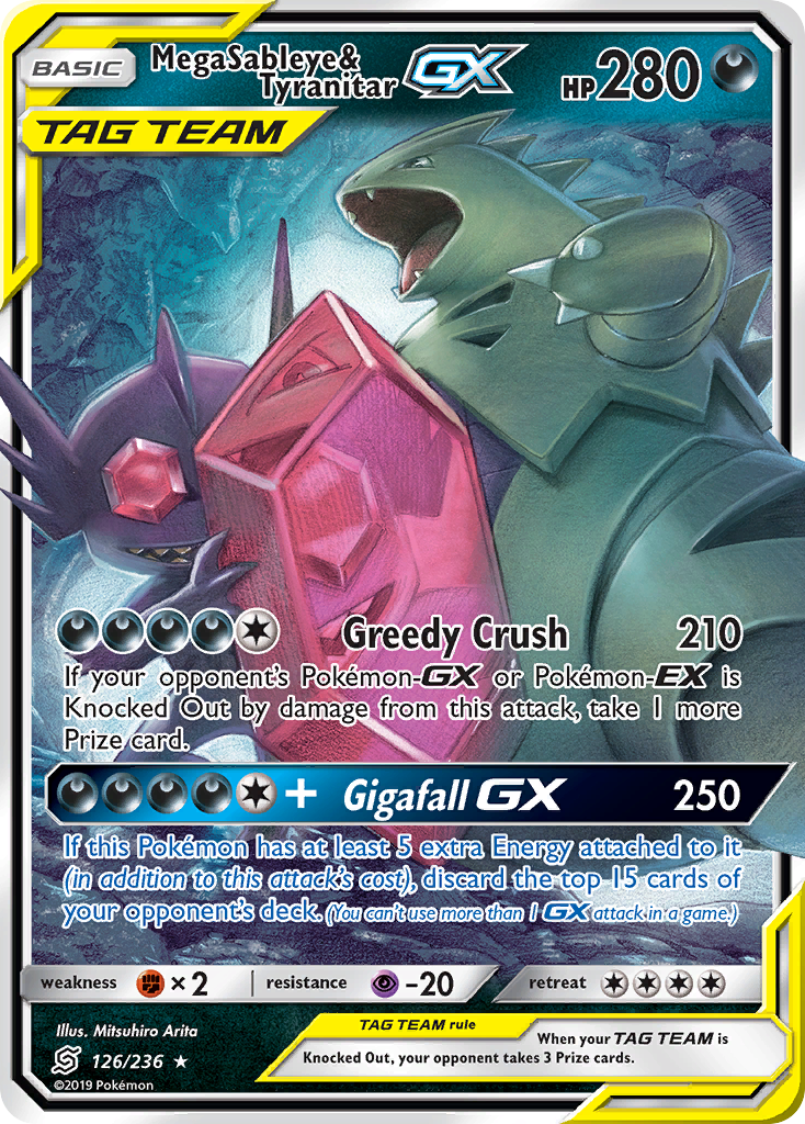 Mega Sableye & Tyranitar GX (126/236) [Sun & Moon: Unified Minds] | Anubis Games and Hobby