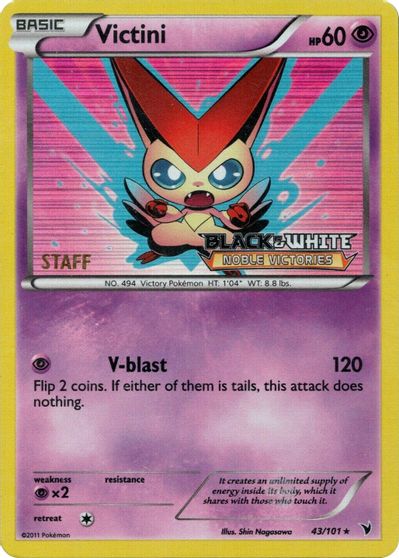 Victini (43/101) (Staff Prerelease Promo) [Black & White: Black Star Promos] | Anubis Games and Hobby