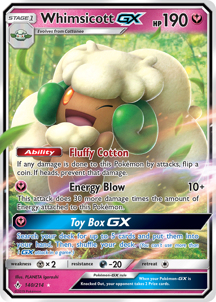 Whimsicott GX (140/214) [Sun & Moon: Unbroken Bonds] | Anubis Games and Hobby