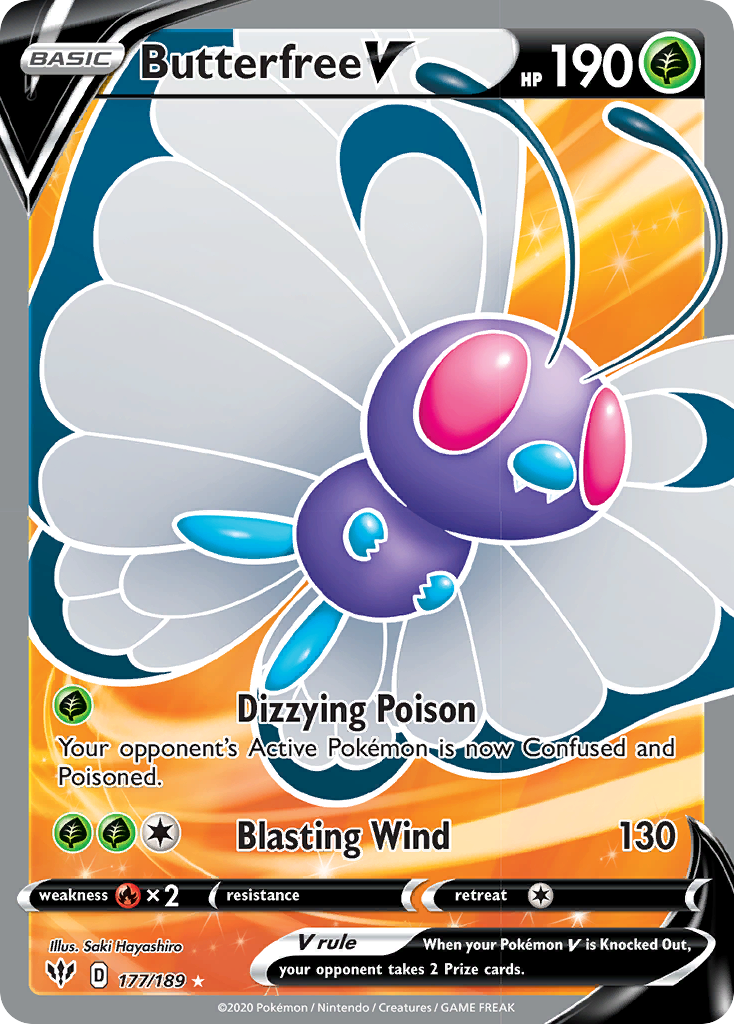 Butterfree V (177/189) [Sword & Shield: Darkness Ablaze] | Anubis Games and Hobby
