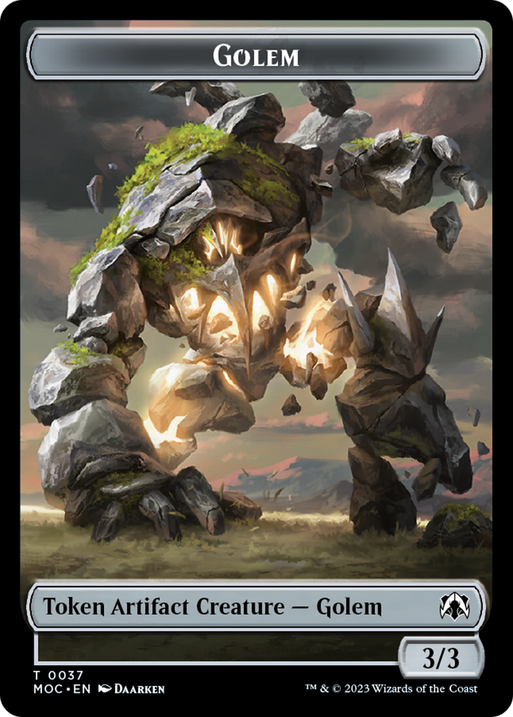 Golem // Blood Double-Sided Token [March of the Machine Commander Tokens] | Anubis Games and Hobby