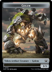 Golem // Clue Double-Sided Token [March of the Machine Commander Tokens] | Anubis Games and Hobby