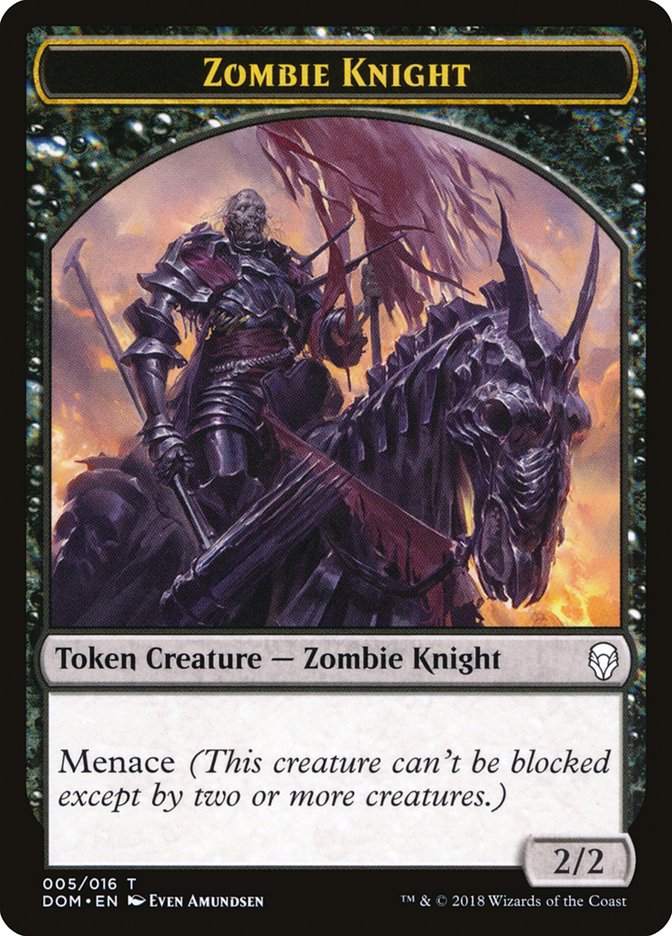 Zombie Knight Token [Dominaria Tokens] | Anubis Games and Hobby
