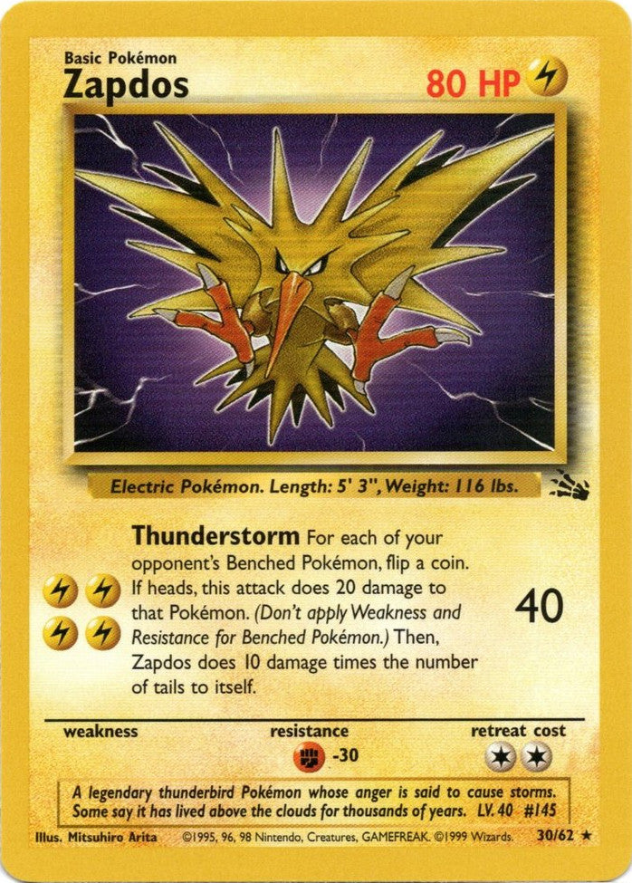 Zapdos (30/62) [Fossil Unlimited] | Anubis Games and Hobby
