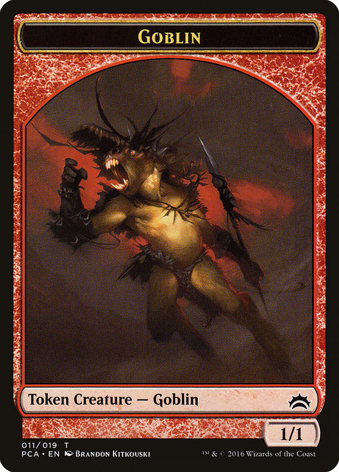 Saproling // Goblin Double-Sided Token [Planechase Anthology Tokens] | Anubis Games and Hobby