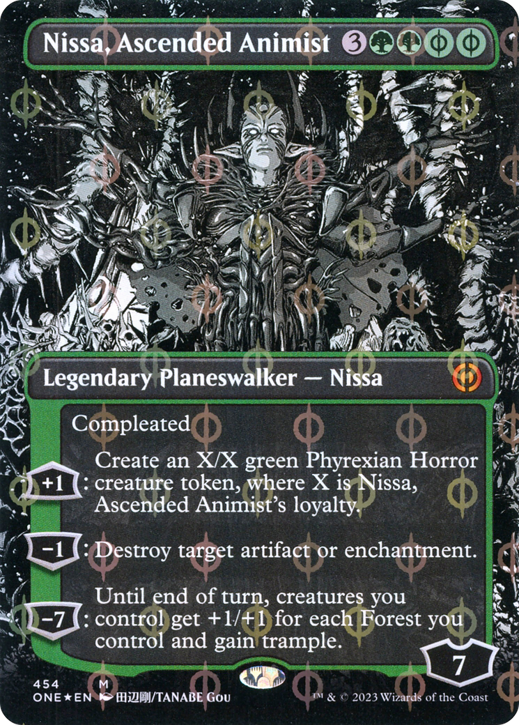 Nissa, Ascended Animist (Borderless Manga Step-and-Compleat Foil) [Phyrexia: All Will Be One] | Anubis Games and Hobby
